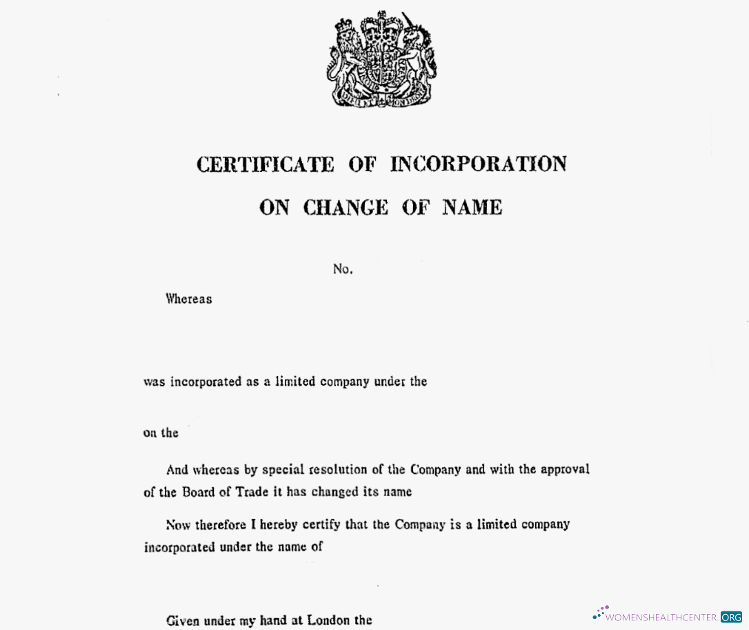 Download UK certificate of incorporation of change of name Photoshop template